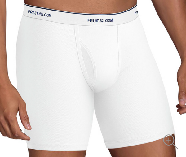 Fruit of the Loom Men's White Boxer Briefs 5-Pack | Inmate Packages