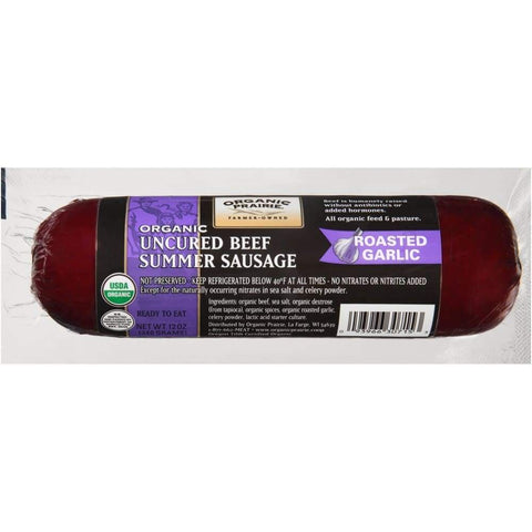 Beef Summer Sausage Garlic Organic, 12Oz 