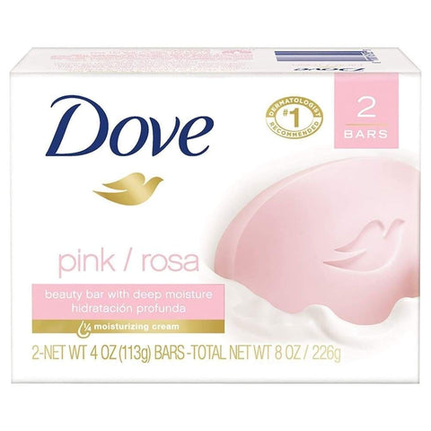 Dove Bar Soap Pink Rosa W/ Moisturizing Cream 2 Bars 