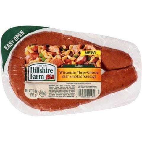 Hillshire Farm Beef Smoked Sausage Wisconsin Three-Cheese 13Oz 